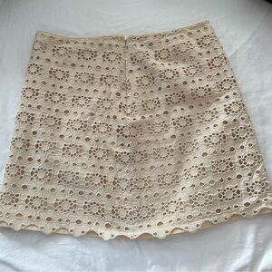 J. Crew Beige Eyelet Mini Skirt